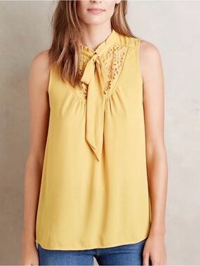 Mustard Tie-Neck Cutout Sleeveless Camisole by Maeve